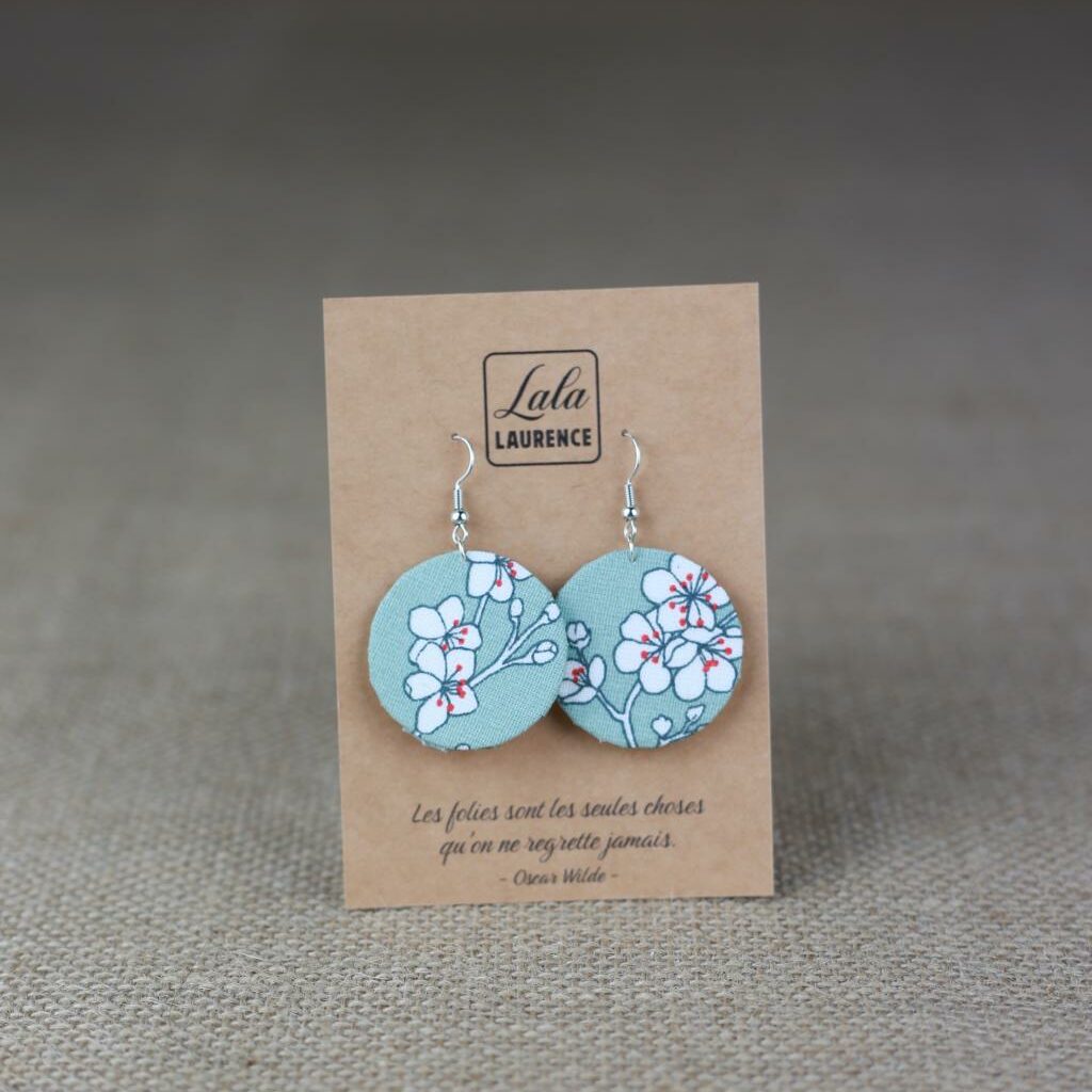 Boucles d'oreilles en tissu les amandiers