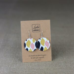 Boucles d’oreilles « Du Jaune, du Rose, du Noir »