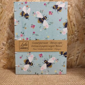 Carnet en tissu et reliure copte « Les Abeilles »