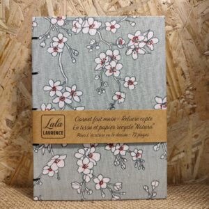 Carnet en tissu et reliure copte « Les Amandiers »