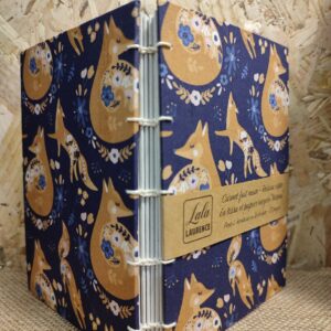 Carnet en tissu et reliure copte « Renard Chenapan »