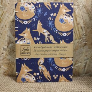 Carnet en tissu et reliure copte « Renard Chenapan »