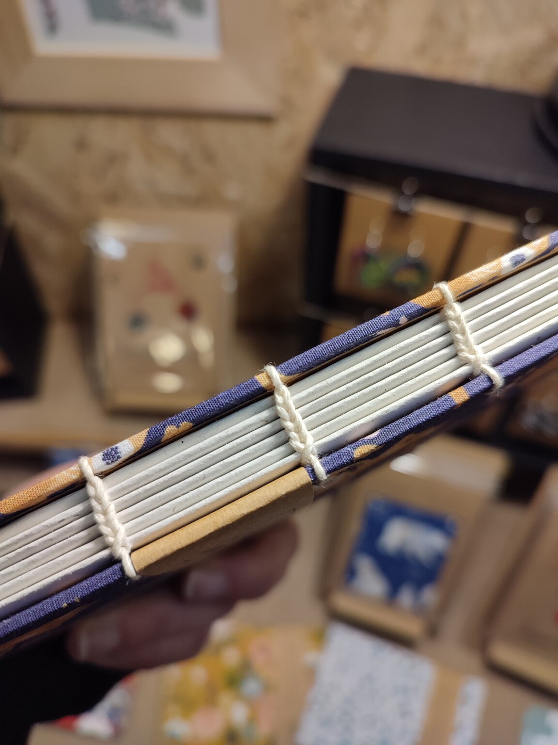 Carnet en tissu et reliure copte Renard Chenapan