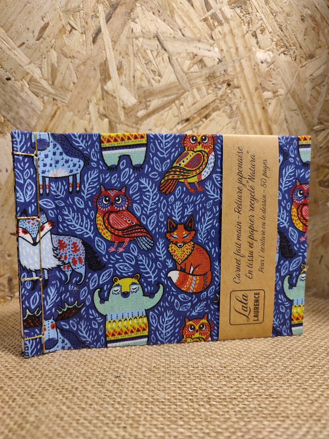 Carnet en tissu et reliure japonaise Les Animaux de la Forêt