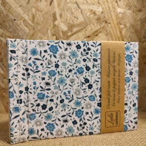 Carnet en tissu et reliure japonaise « Côté Fleur Bleue »