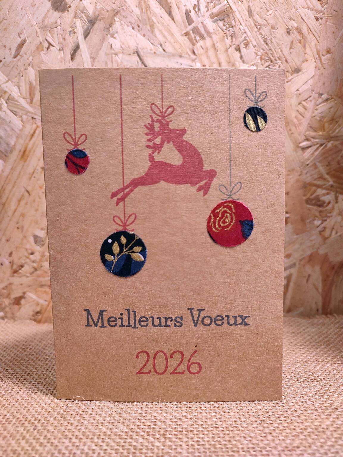 Carte de voeux en papier et tissu 2026