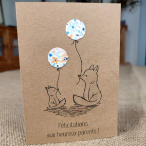 Carte de félicitations naissance « Ballons bleus, roses et jaunes »