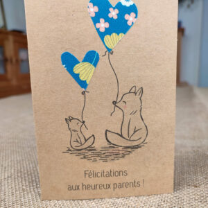 Carte de félicitations naissance « Cœurs bleus »