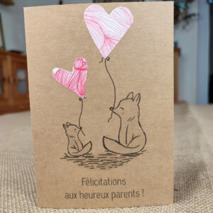 Carte de félicitations naissance « Cœurs roses »