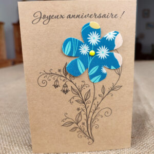 Carte d&rsquo;anniversaire florale « Bleu »