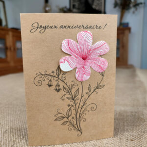 Carte d&rsquo;anniversaire florale « Rose »